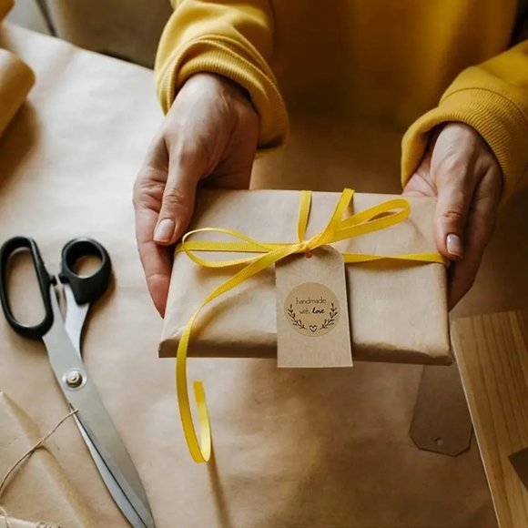 NEW 500pcs/roll Handmade With Love Stickers Branches - Dark Brown Kraft Labels - Picture 5 of 5